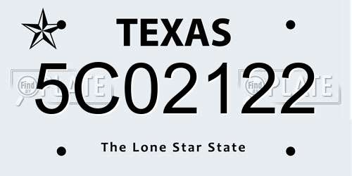 5C02122 Texas License Plate