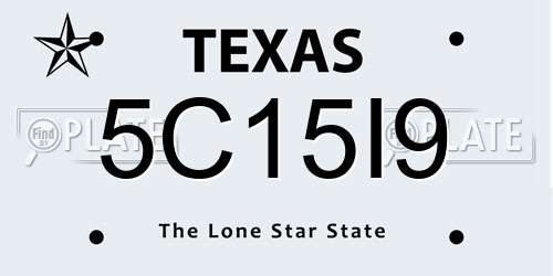 5C15I9 Texas License Plate