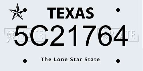 5C21764 Texas License Plate