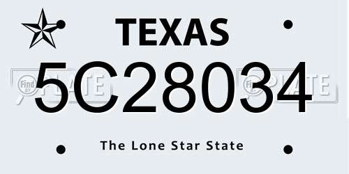 5C28034 Texas License Plate