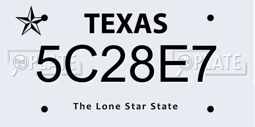 5C28E7 Texas License Plate