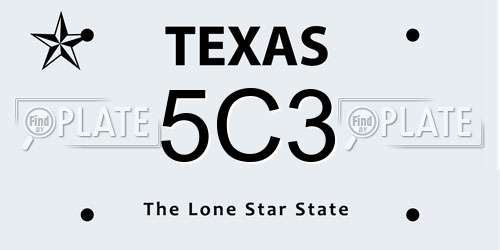 5C3 Texas License Plate
