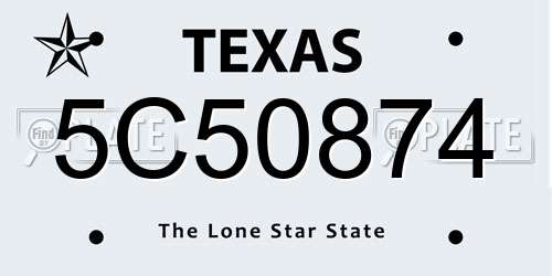 5C50874 Texas License Plate