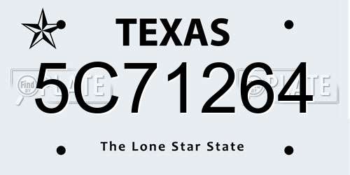 5C71264 Texas License Plate