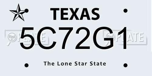 5C72G1 Texas License Plate