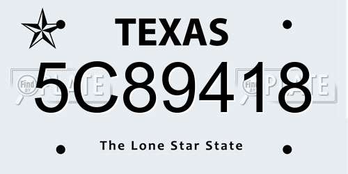 5C89418 Texas License Plate