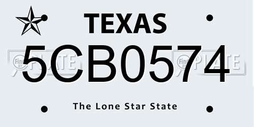 5CB0574 Texas License Plate