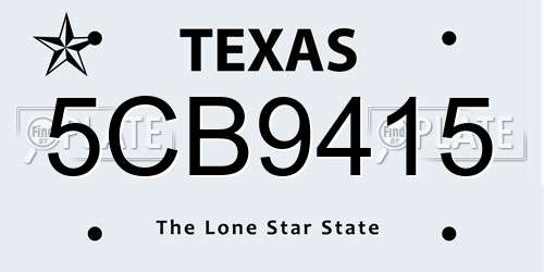 5CB9415 Texas License Plate