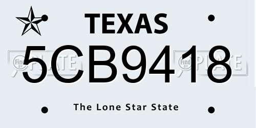 5CB9418 Texas License Plate