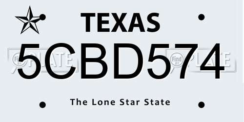 5CBD574 Texas License Plate