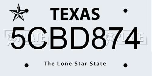 5CBD874 Texas License Plate