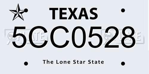 5CC0528 Texas License Plate