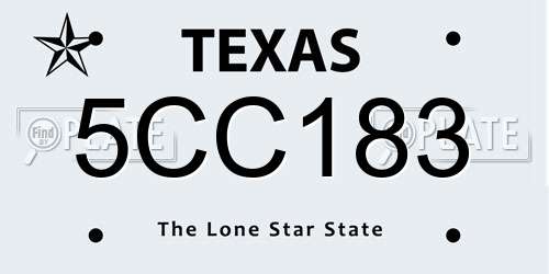 5CC183 Texas License Plate