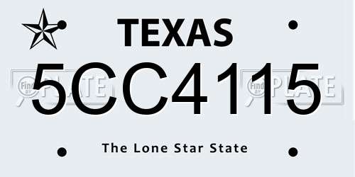 5CC4115 Texas License Plate