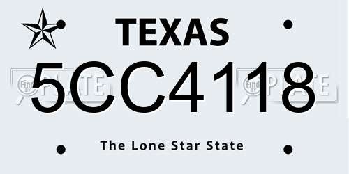 5CC4118 Texas License Plate