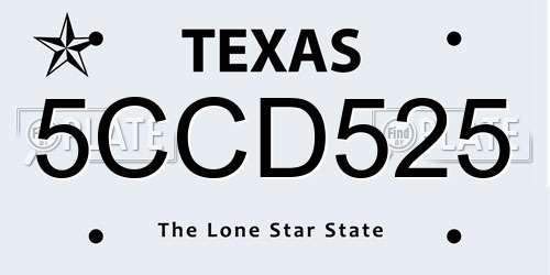 5CCD525 Texas License Plate