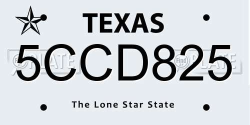 5CCD825 Texas License Plate