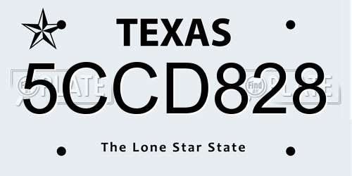 5CCD828 Texas License Plate