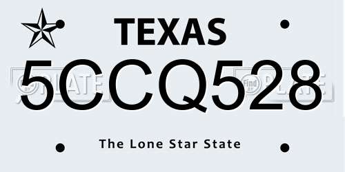 5CCQ528 Texas License Plate