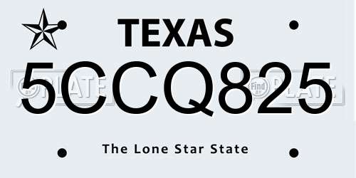 5CCQ825 Texas License Plate