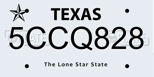 5CCQ828 Texas License Plate