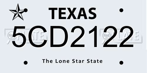 5CD2122 Texas License Plate