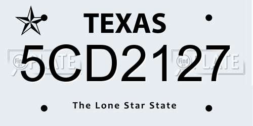 5CD2127 Texas License Plate