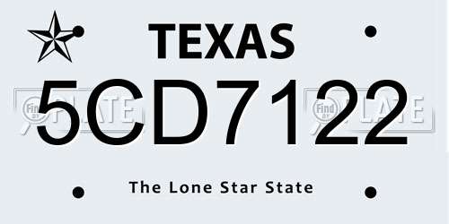 5CD7122 Texas License Plate
