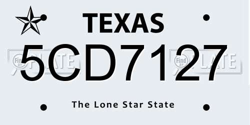 5CD7127 Texas License Plate