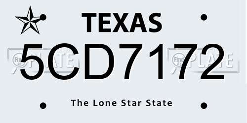 5CD7172 Texas License Plate