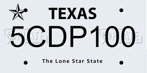 5CDP100 Texas License Plate