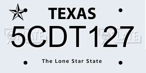 5CDT127 Texas License Plate