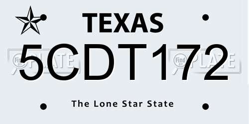 5CDT172 Texas License Plate