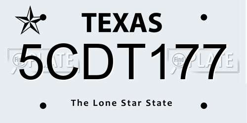 5CDT177 Texas License Plate