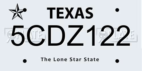 5CDZ122 Texas License Plate