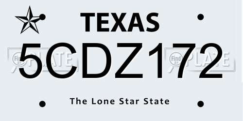 5CDZ172 Texas License Plate