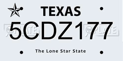 5CDZ177 Texas License Plate