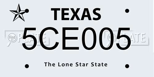 5CE005 Texas License Plate