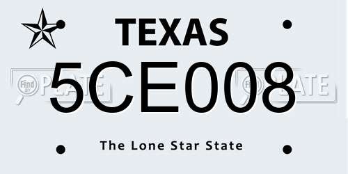 5CE008 Texas License Plate