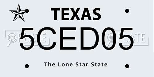 5CED05 Texas License Plate