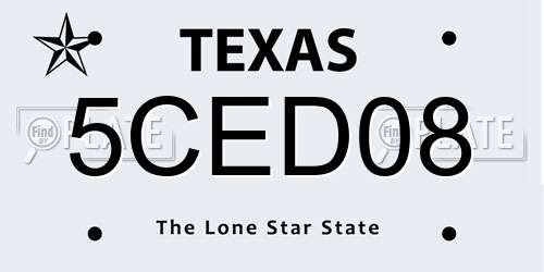 5CED08 Texas License Plate