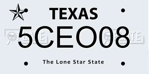 5CEO08 Texas License Plate
