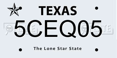 5CEQ05 Texas License Plate