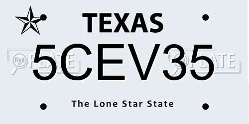 5CEV35 Texas License Plate