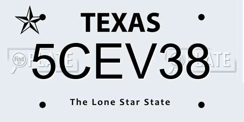 5CEV38 Texas License Plate