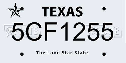 5CF1255 Texas License Plate