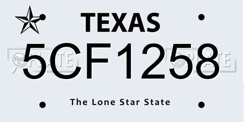5CF1258 Texas License Plate