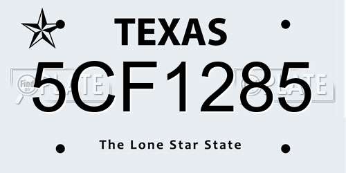 5CF1285 Texas License Plate