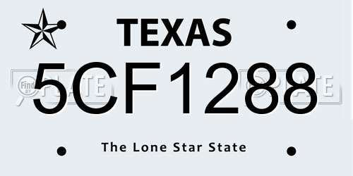 5CF1288 Texas License Plate