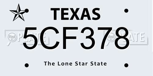 5CF378 Texas License Plate